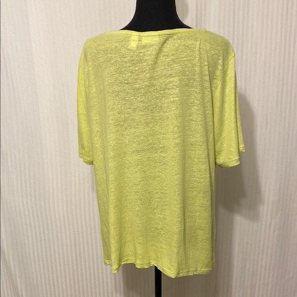 Chico’s Shimmer Linen Tee | Lime Green | Short Sleeve Relaxed Top Size 3 (XL/16) - Picture 4 of 6